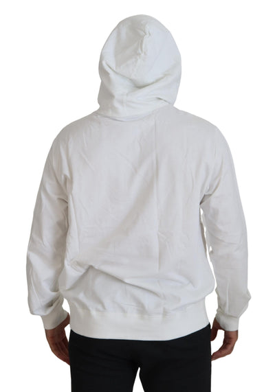 Dolce & Gabbana Weißes Baumwoll-Sweatshirt mit Kapuze Pullover