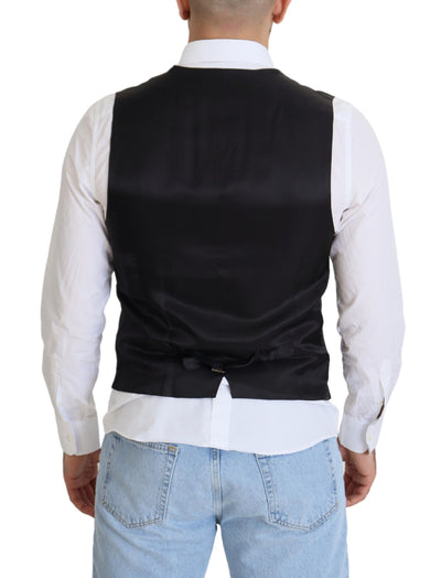 Dolce & Gabbana Schwarze Stretchweste aus Wolle Formelle Weste