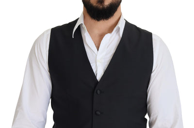 Dolce & Gabbana Schwarze Stretchweste aus Wolle Formelle Weste