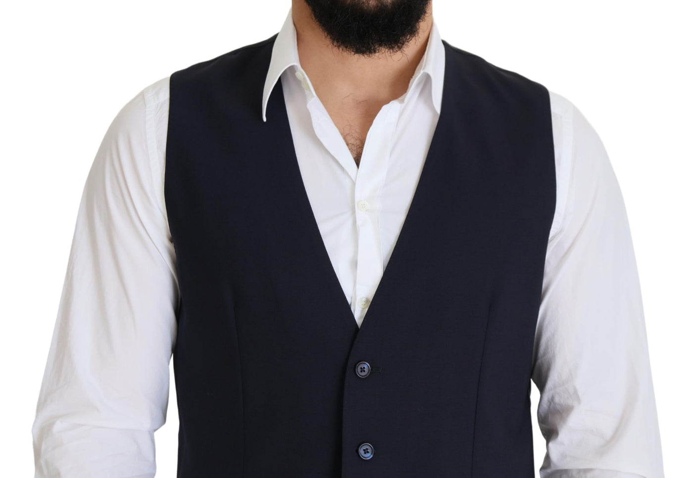 Dolce & Gabbana Dunkelblaue Stretchweste aus Wolle Formelle Weste