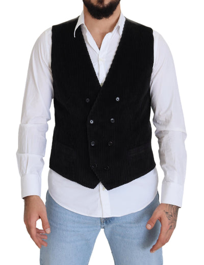 Dolce & Gabbana Schwarze zweireihige Weste aus Baumwolle