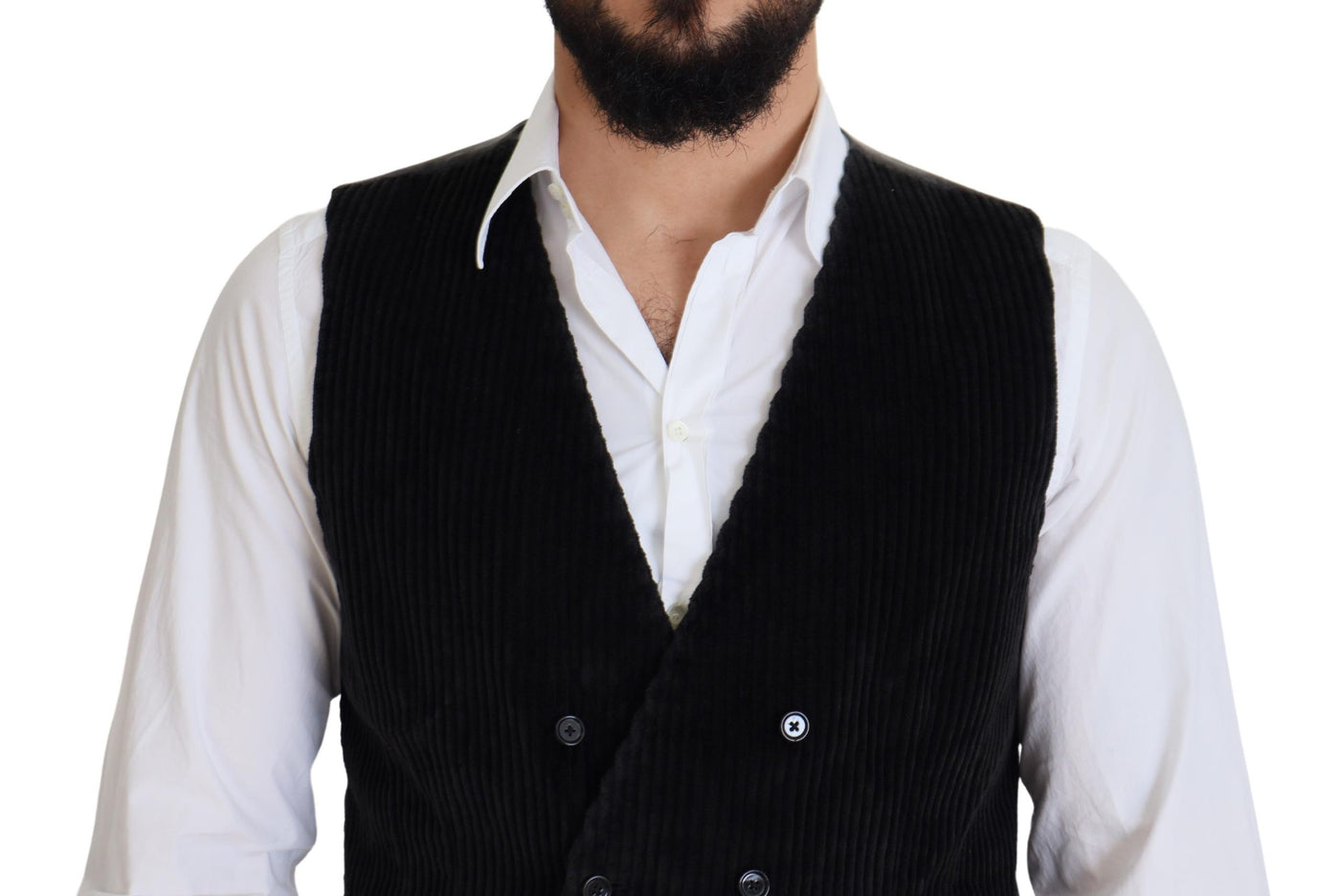 Dolce & Gabbana Schwarze zweireihige Weste aus Baumwolle
