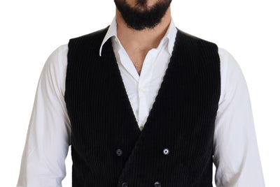 Dolce & Gabbana Schwarze zweireihige Weste aus Baumwolle