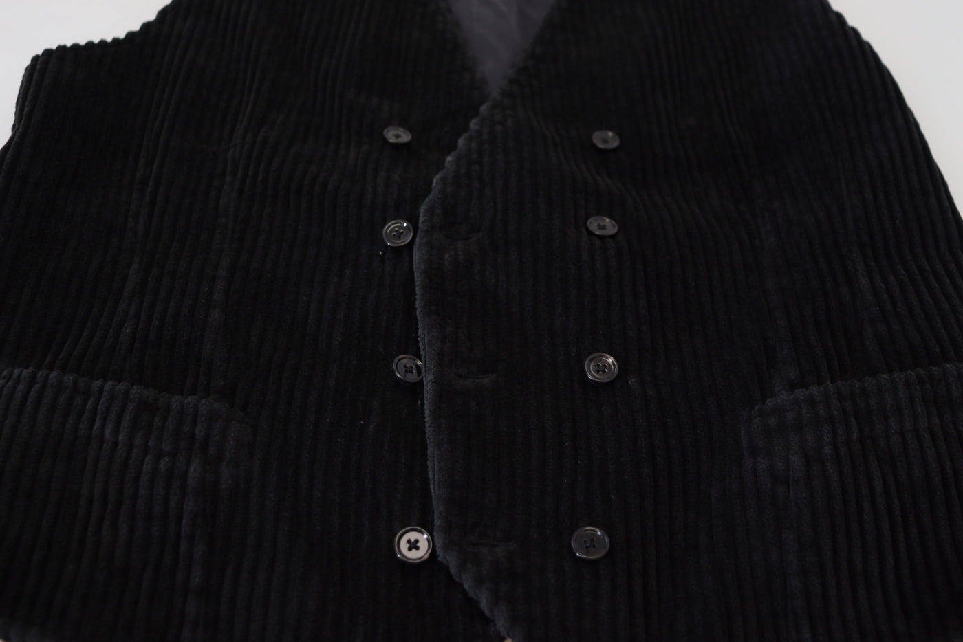 Dolce & Gabbana Schwarze zweireihige Weste aus Baumwolle