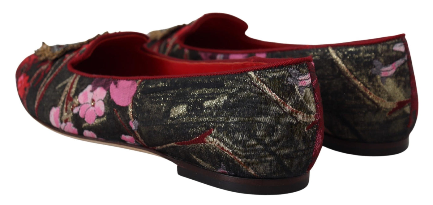 Dolce & Gabbana Multicolor Jacquard Heiliges Herz Patch Slip On Schuhe