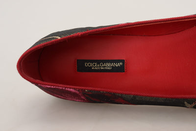 Dolce & Gabbana Multicolor Jacquard Heiliges Herz Patch Slip On Schuhe