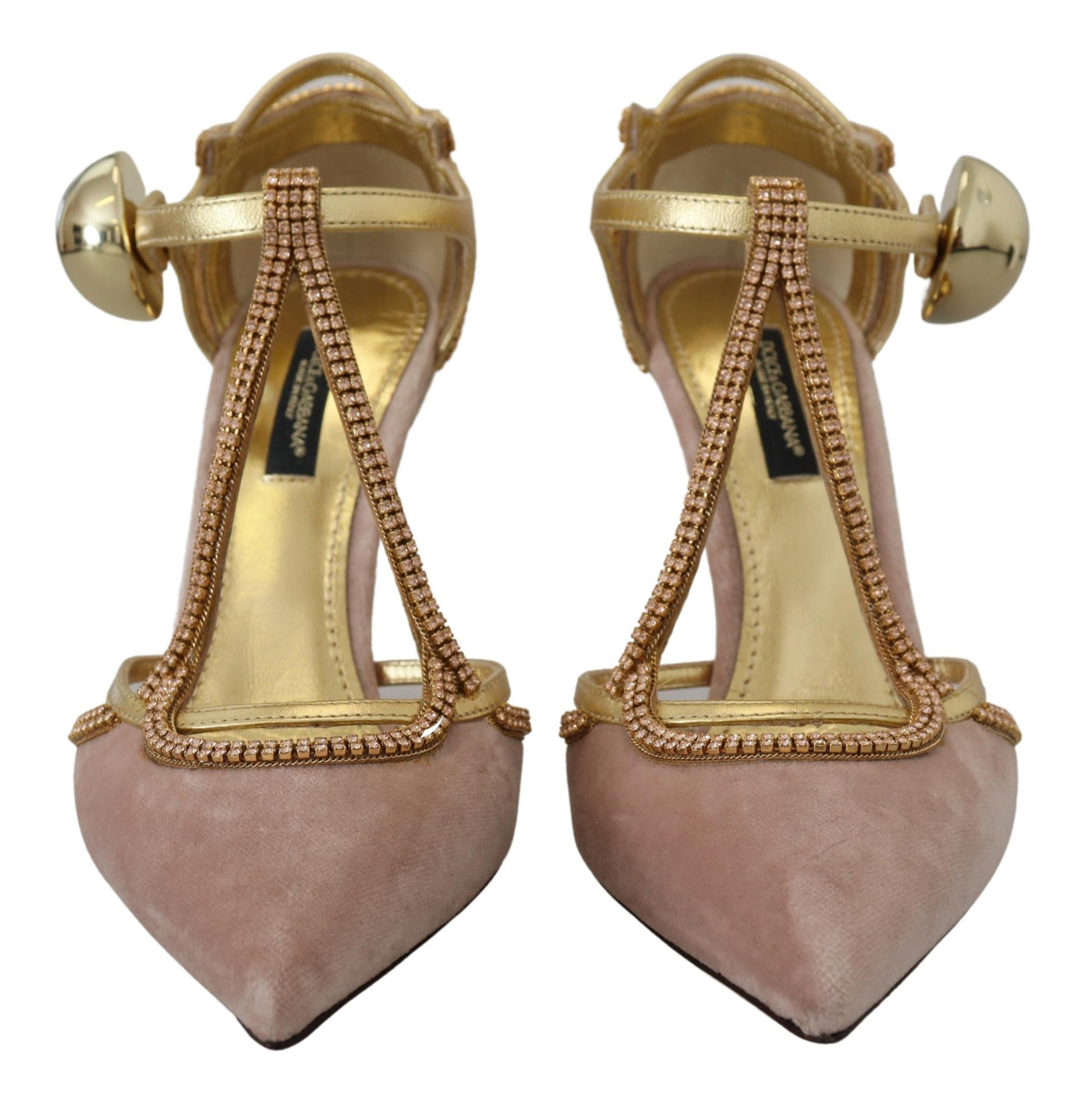 Dolce & Gabbana Rosa Kristall T-strap Heels Pumps Schuhe