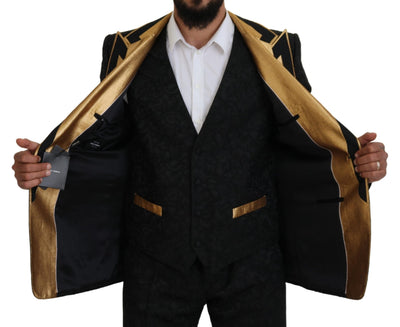 Dolce & Gabbana Schwarz Gold Fantasy Smoking Slim Fit Anzug
