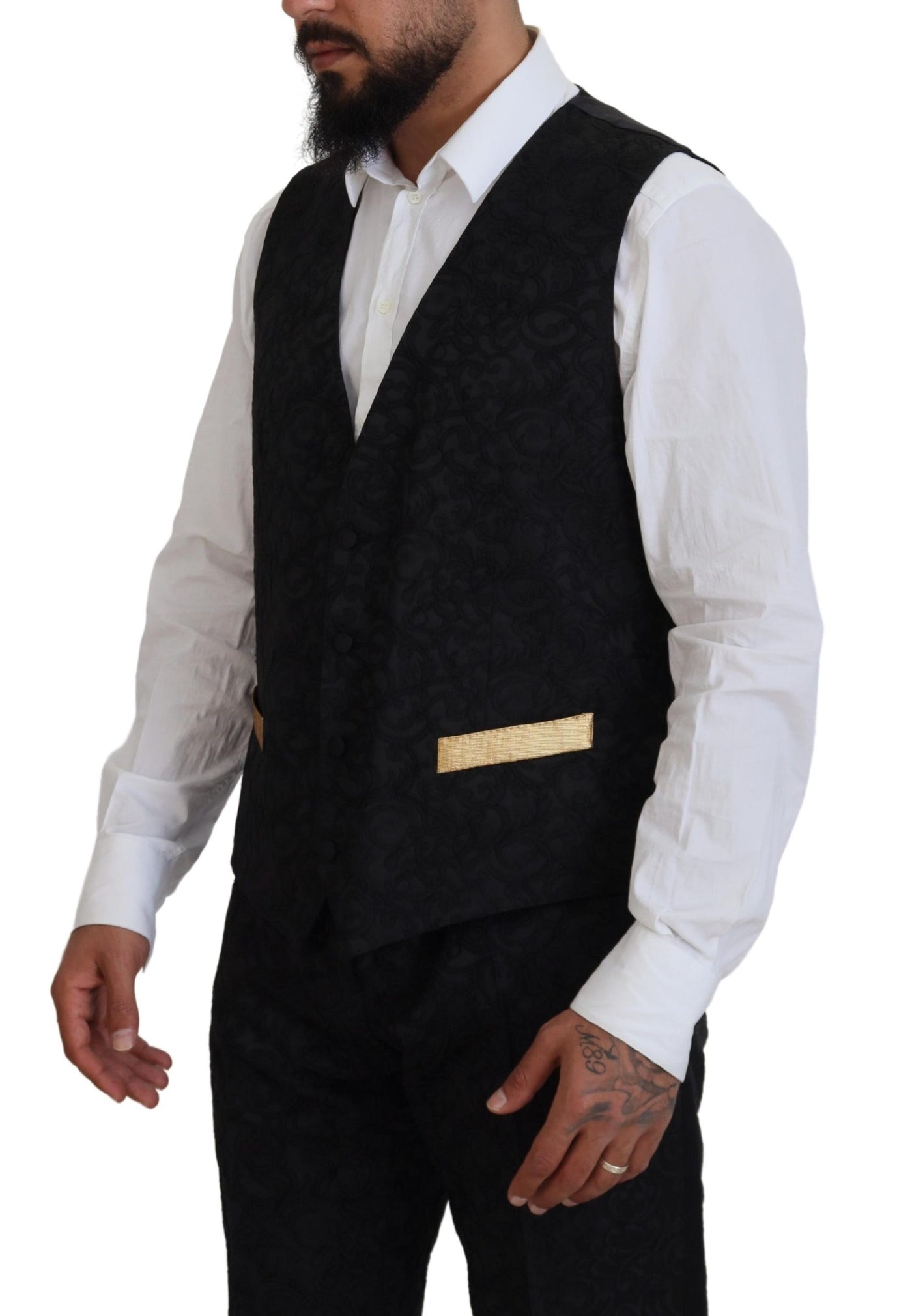 Dolce & Gabbana Schwarz Gold Fantasy Smoking Slim Fit Anzug