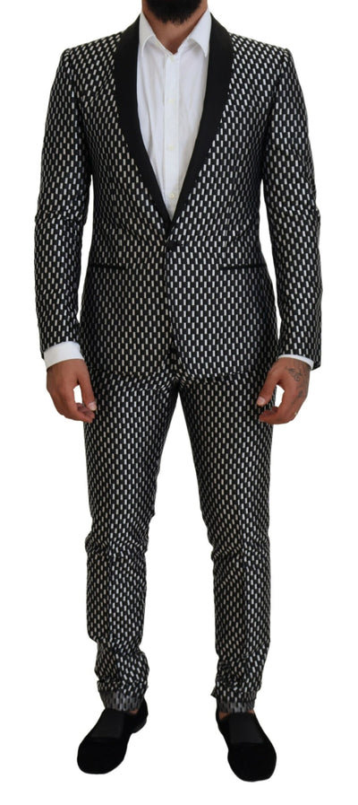 Dolce & Gabbana Schwarz Weiß Seide MARTINI Slim Fit Anzug