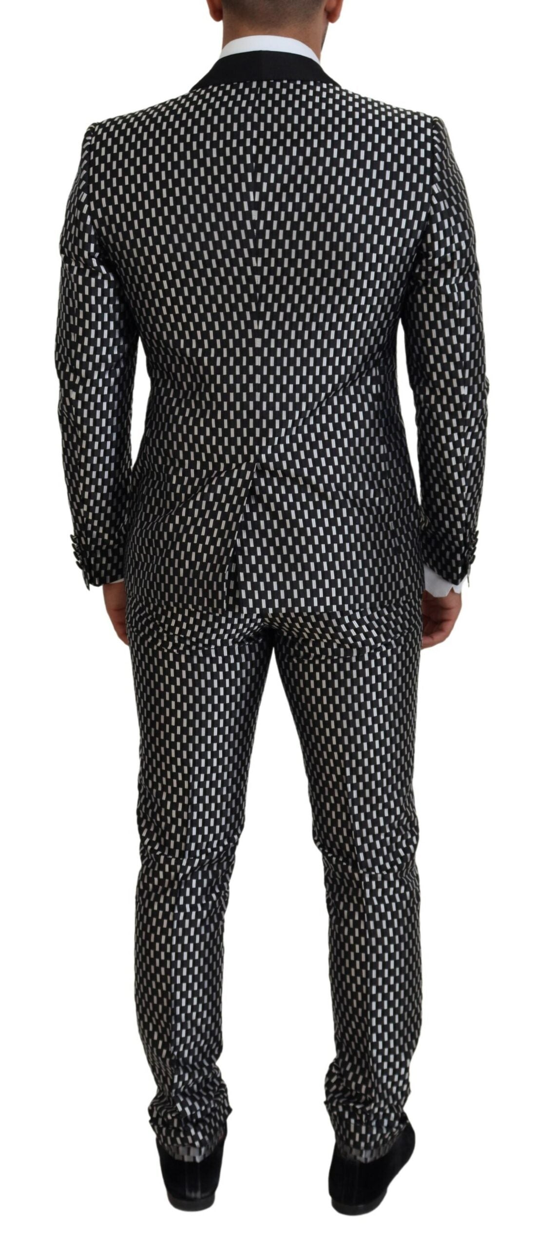Dolce & Gabbana Schwarz Weiß Seide MARTINI Slim Fit Anzug