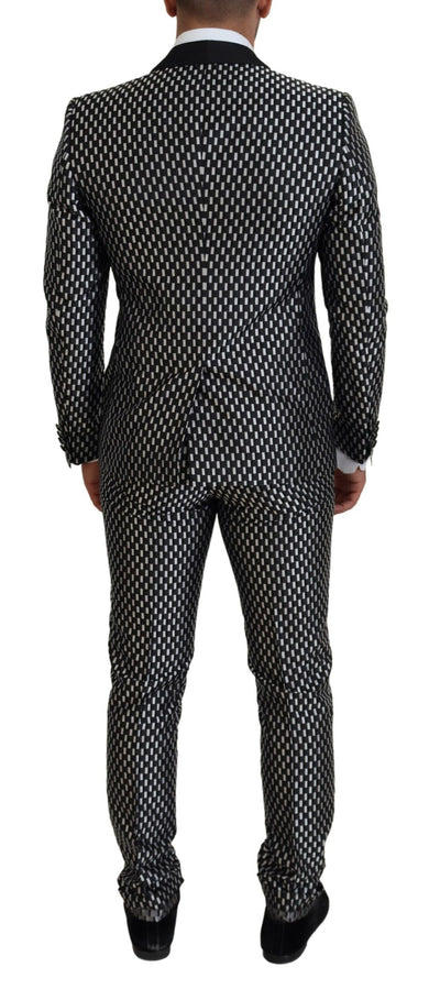 Dolce & Gabbana Schwarz Weiß Seide MARTINI Slim Fit Anzug