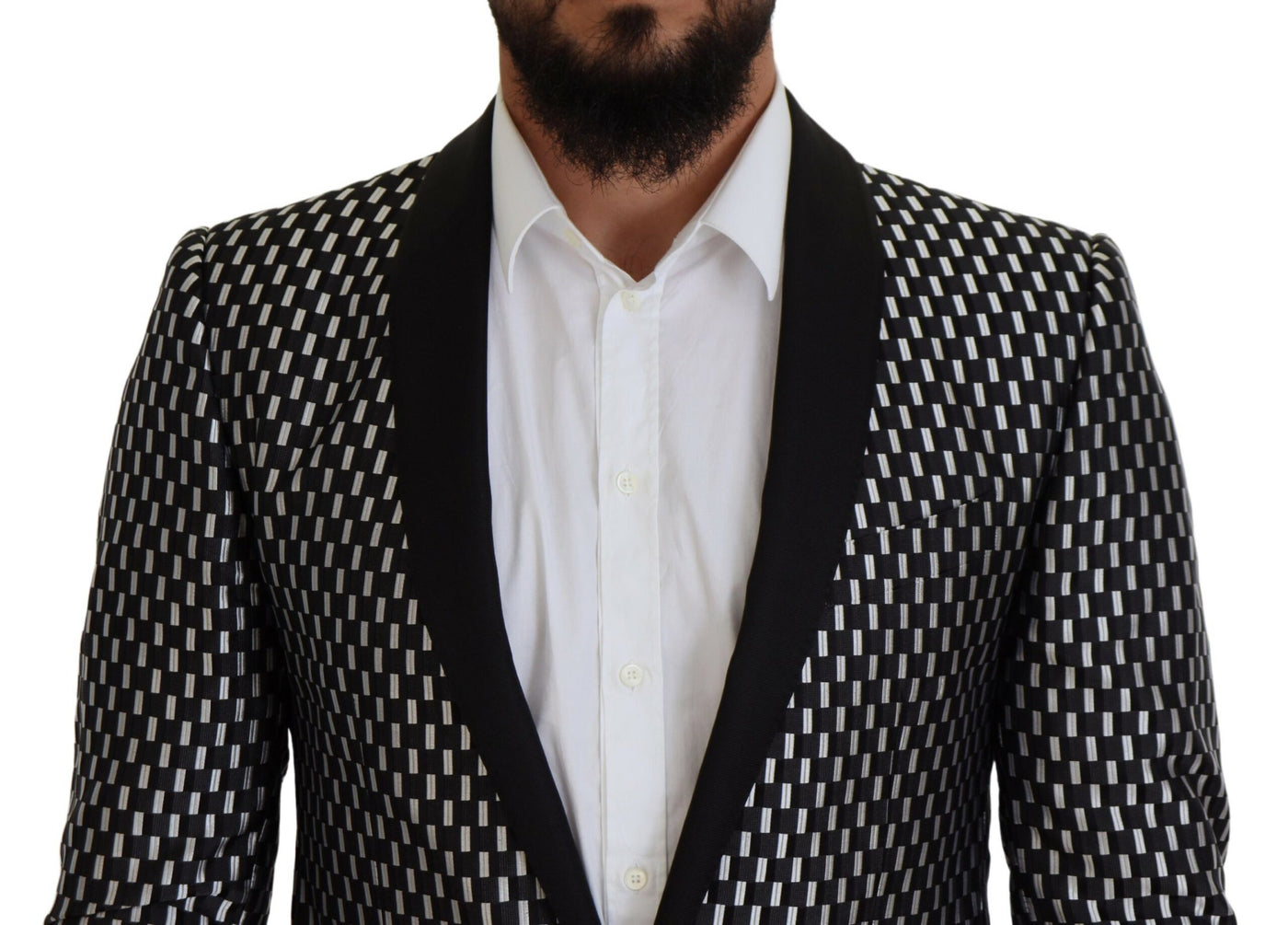 Dolce & Gabbana Schwarz Weiß Seide MARTINI Slim Fit Anzug