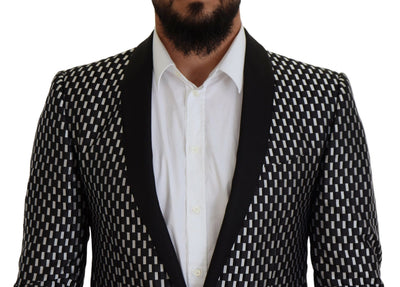 Dolce & Gabbana Schwarz Weiß Seide MARTINI Slim Fit Anzug