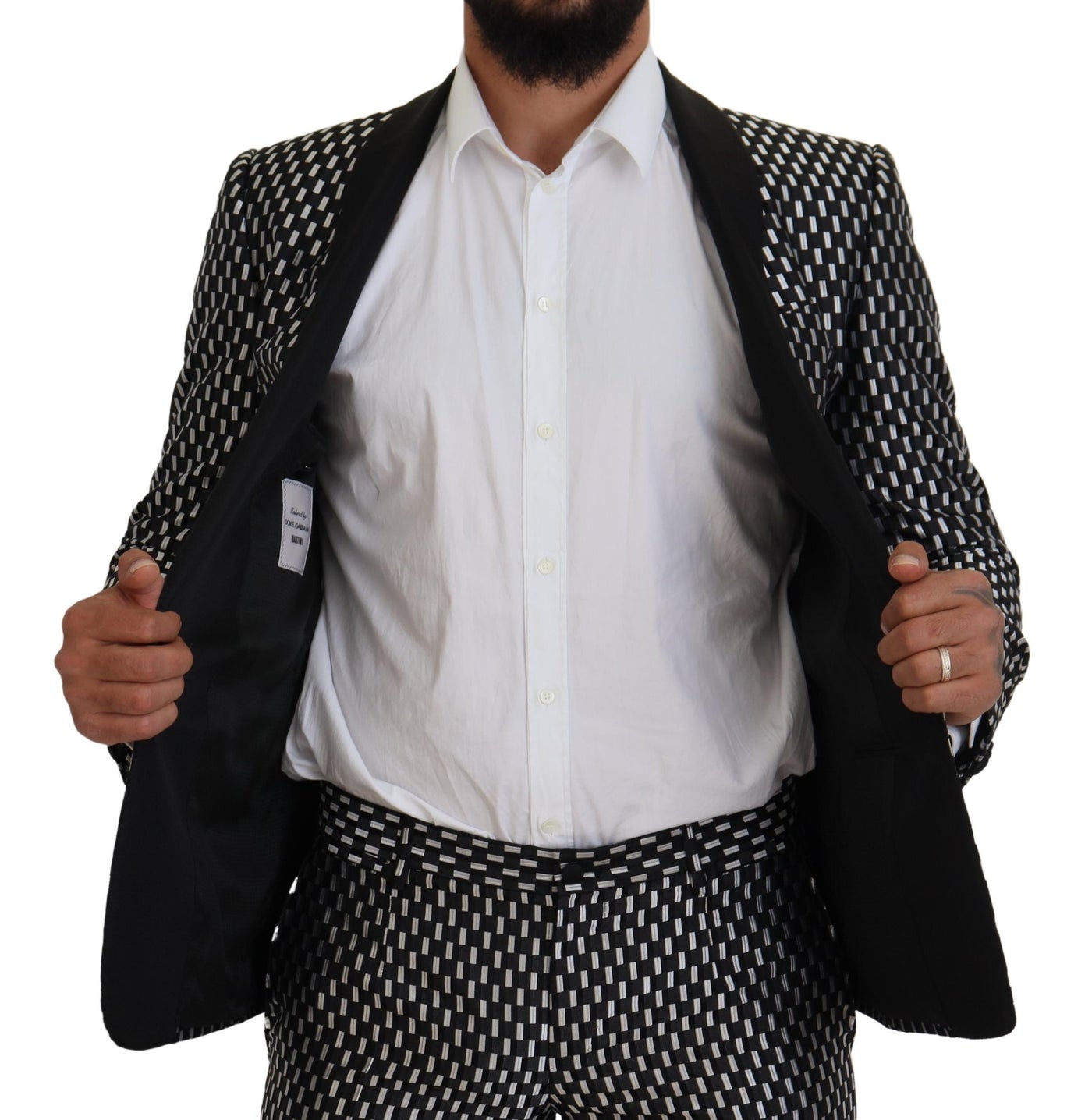 Dolce & Gabbana Schwarz Weiß Seide MARTINI Slim Fit Anzug