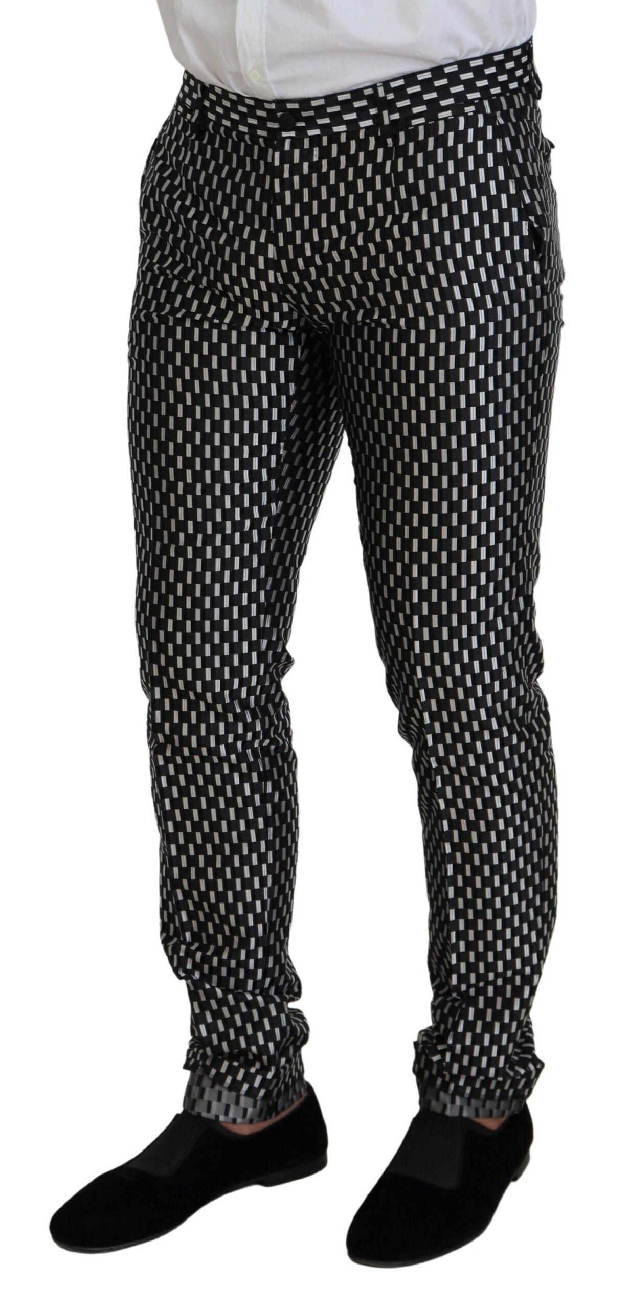 Dolce & Gabbana Schwarz Weiß Seide MARTINI Slim Fit Anzug