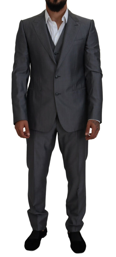 Dolce & Gabbana Grauer SICILIA 3 Stück Slim Fit Anzug