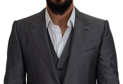 Dolce & Gabbana Grauer SICILIA 3 Stück Slim Fit Anzug