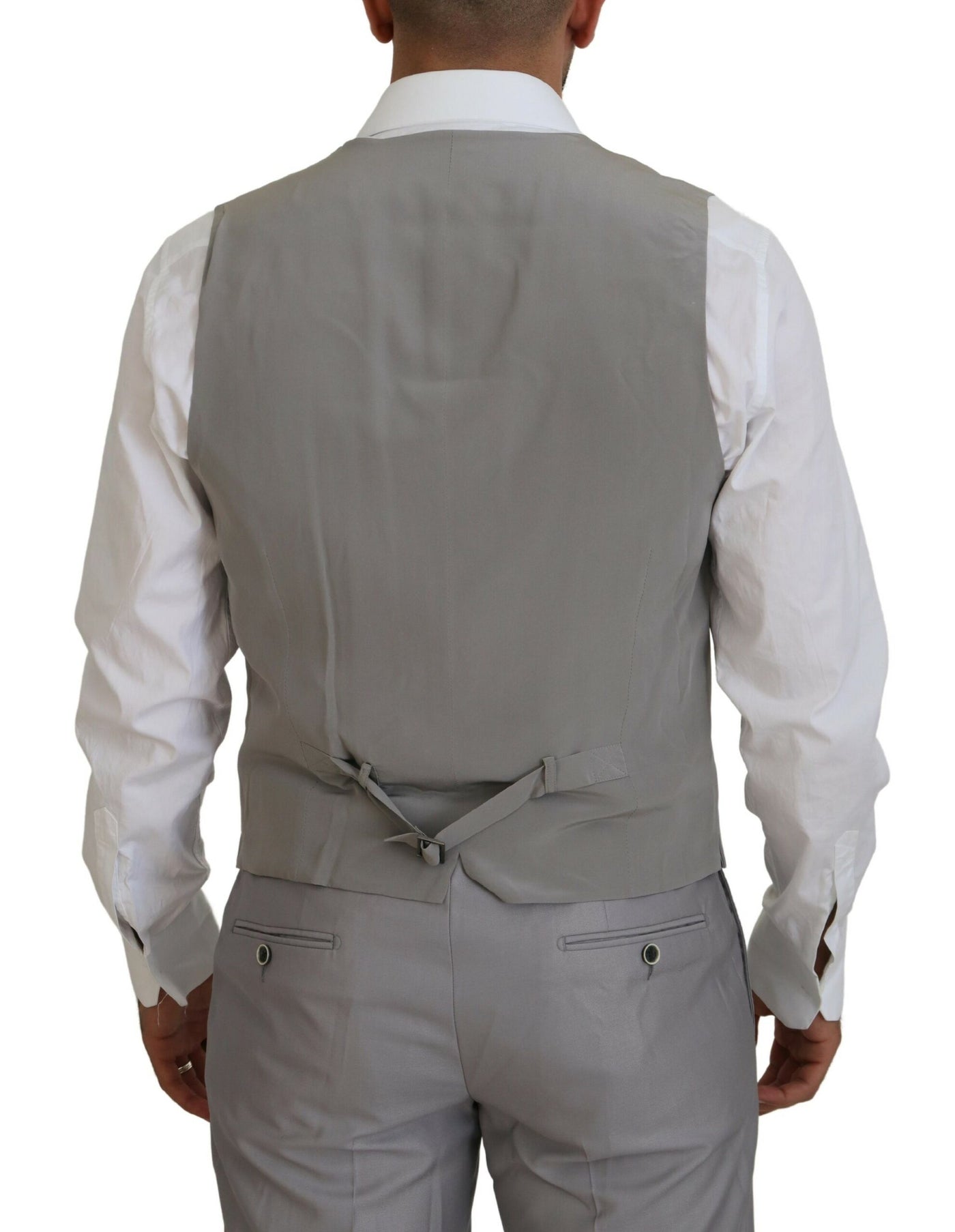 Dolce & Gabbana Silberner Wolle-Seide 3 Stück Slim Fit Anzug