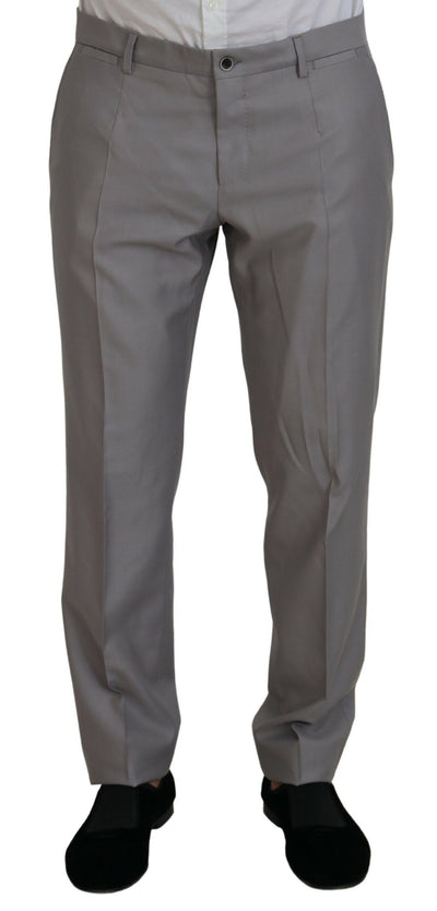 Dolce & Gabbana Silberner Wolle-Seide 3 Stück Slim Fit Anzug