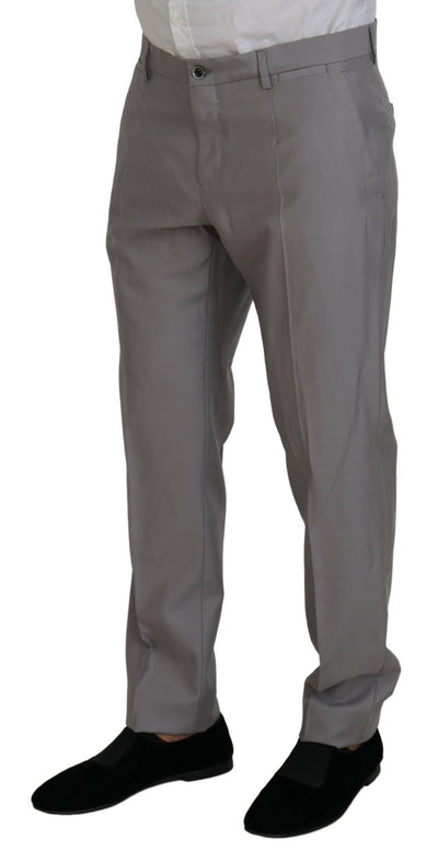 Dolce & Gabbana Silberner Wolle-Seide 3 Stück Slim Fit Anzug