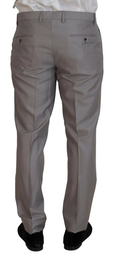 Dolce & Gabbana Silberner Wolle-Seide 3 Stück Slim Fit Anzug