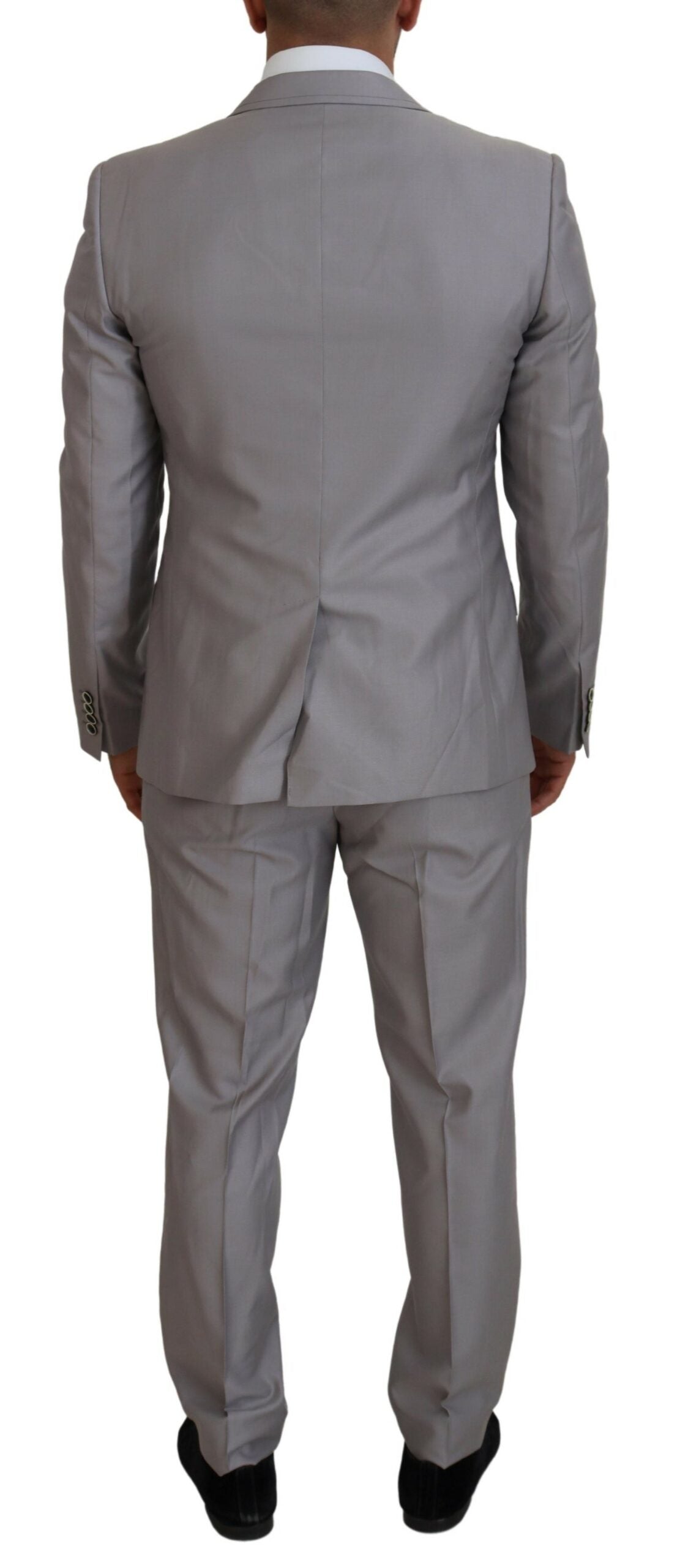 Dolce & Gabbana Silberner Wolle-Seide 3 Stück Slim Fit Anzug