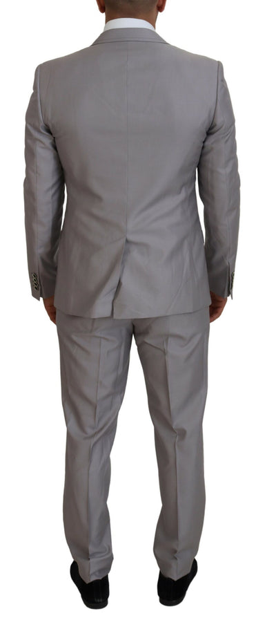 Dolce & Gabbana Silberner Wolle-Seide 3 Stück Slim Fit Anzug
