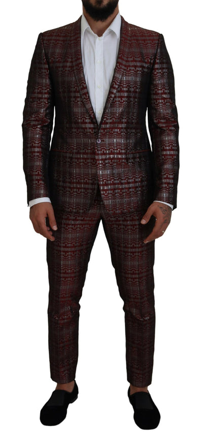 Dolce & Gabbana Bordeaux Silber GOLD Slim Fit Anzug