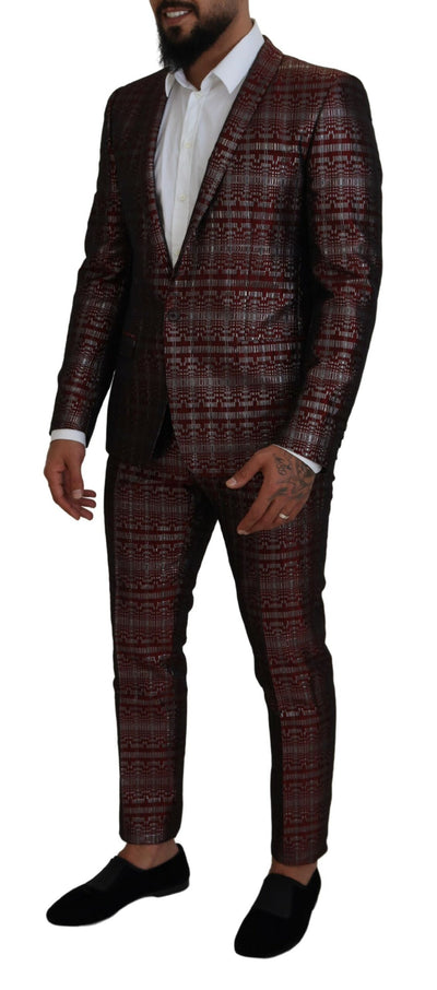 Dolce & Gabbana Bordeaux Silber GOLD Slim Fit Anzug