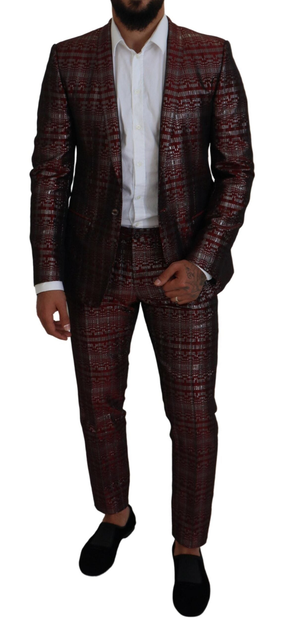 Dolce & Gabbana Bordeaux Silber GOLD Slim Fit Anzug