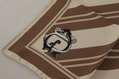 Dolce & Gabbana Braun gestreift DG Logo Quadratisch Herren Taschentuchschal