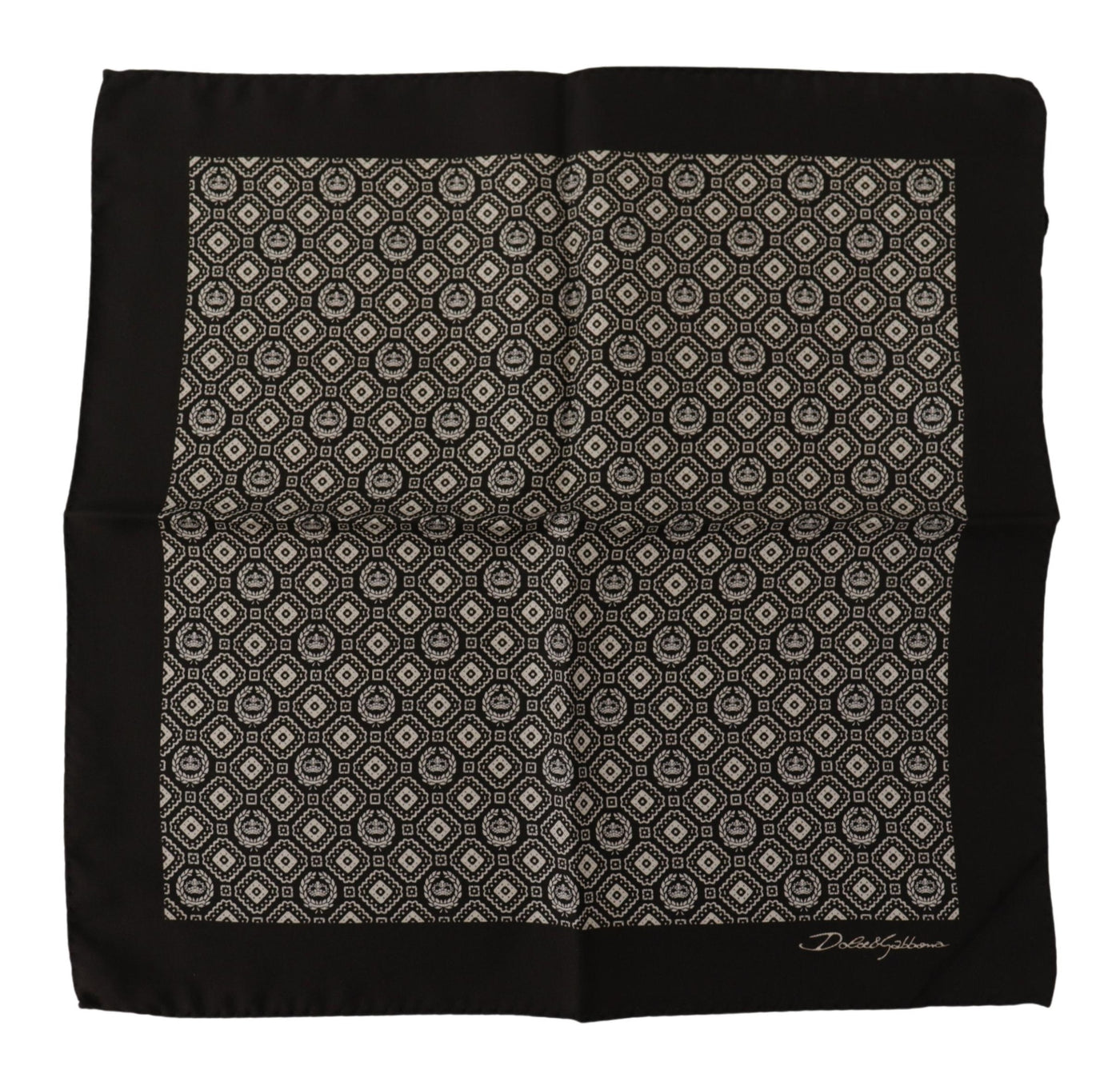 Dolce & Gabbana Schwarz gemustertes DG Logo Quadratisches Taschentuch Halstuch