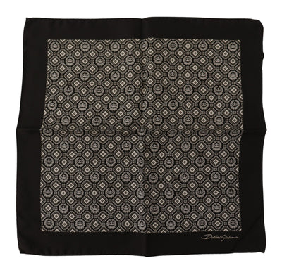 Dolce & Gabbana Schwarz gemustertes DG Logo Quadratisches Taschentuch Halstuch