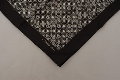 Dolce & Gabbana Schwarz gemustertes DG Logo Quadratisches Taschentuch Halstuch