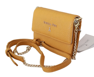 Patrizia Pepe Gelbe Logo-Leder-Schulterriemen-Slingtasche