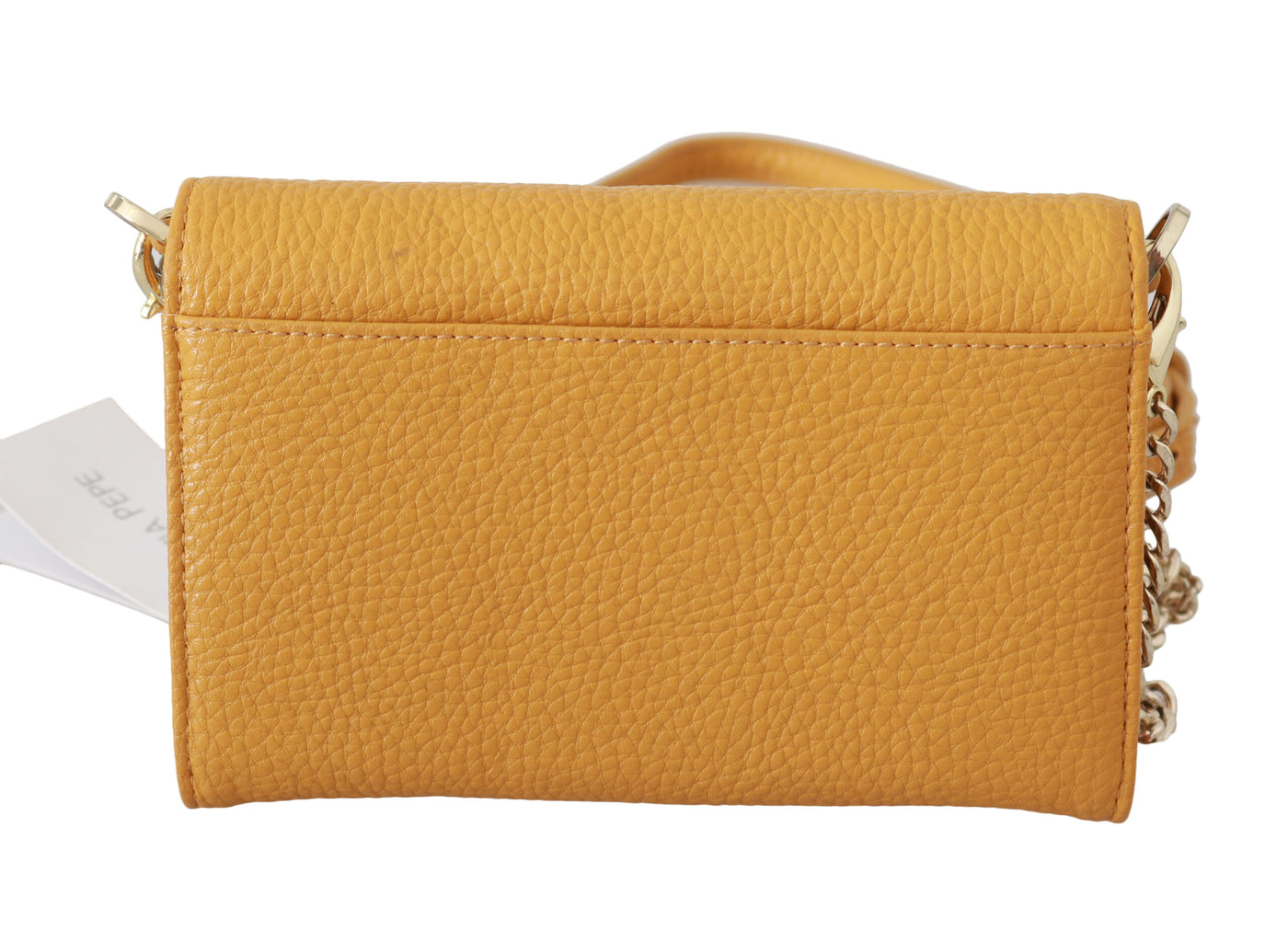 Patrizia Pepe Gelbe Logo-Leder-Schulterriemen-Slingtasche