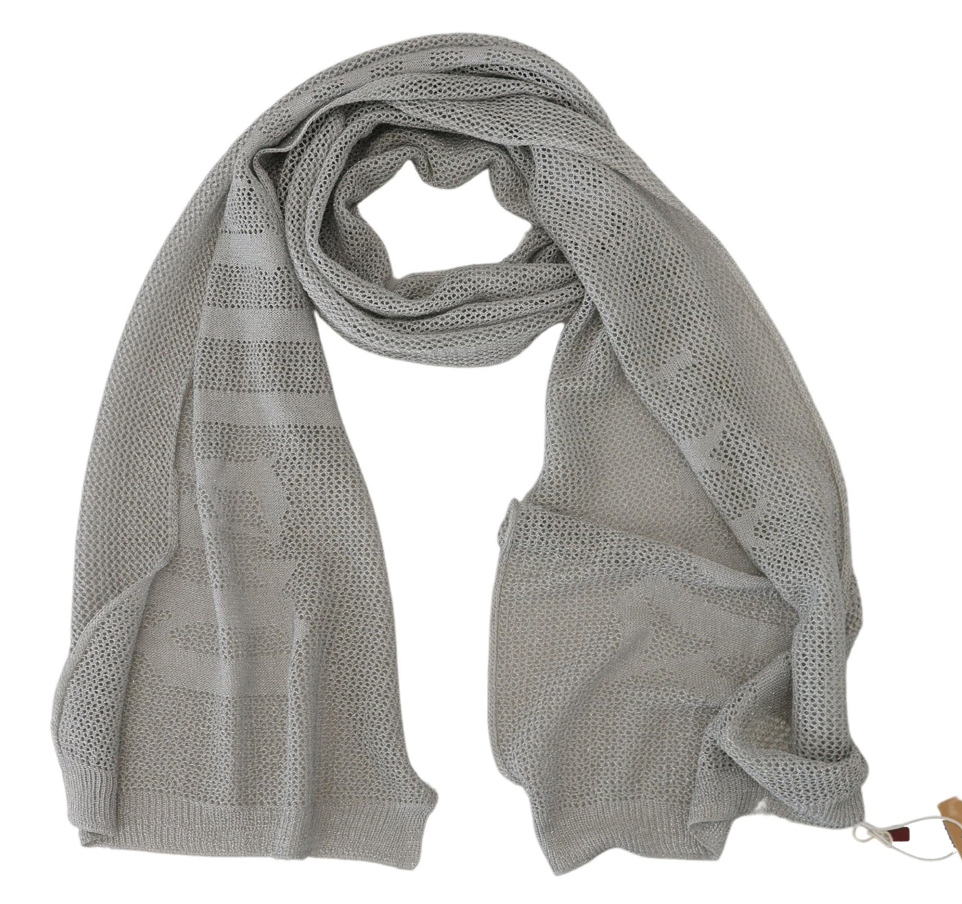 John Galliano Grauer Logo-Strickhalstuch-Foulardschal