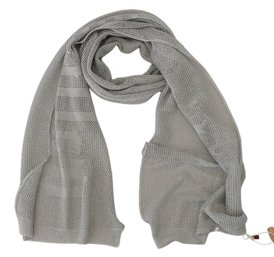 John Galliano Grauer Logo-Strickhalstuch-Foulardschal