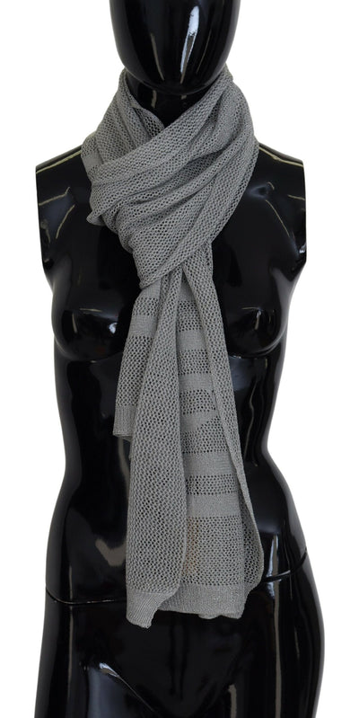 John Galliano Grauer Logo-Strickhalstuch-Foulardschal
