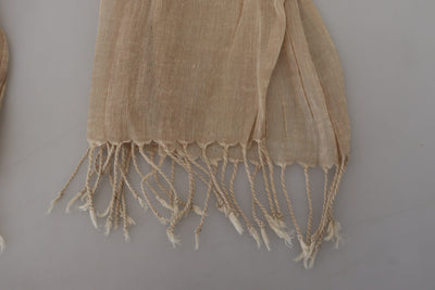 Costume National Beige Baumwollschal Foulard Fransenschal