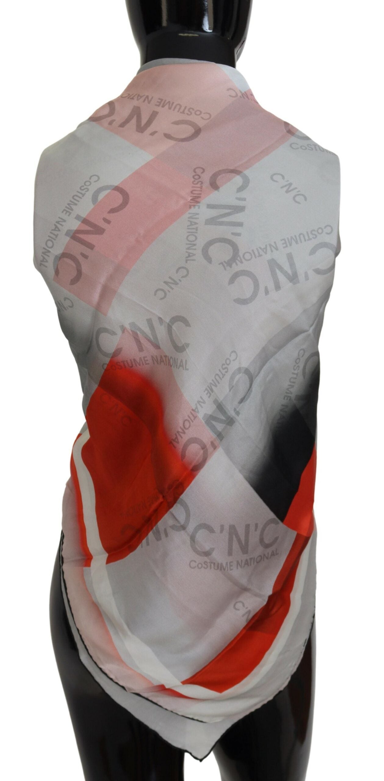 Costume National Grauer roter Schal Foulard Wickelschal