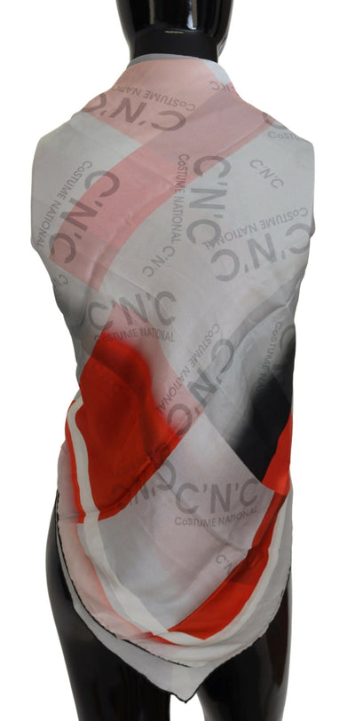 Costume National Grauer roter Schal Foulard Wickelschal