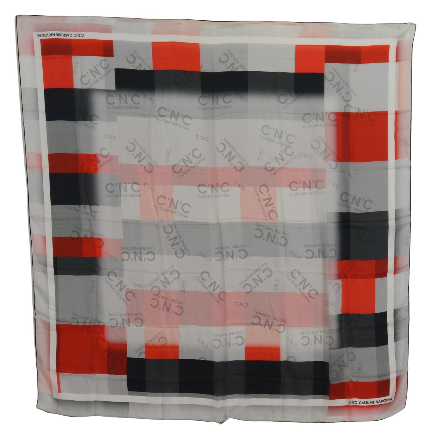 Costume National Grauer roter Schal Foulard Wickelschal