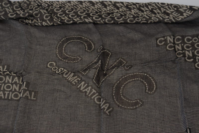 Costume National Grauer Logo-Strickhalstuchschal