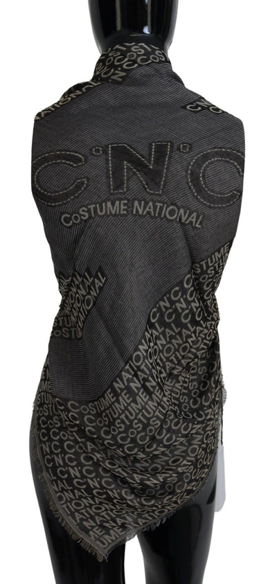 Costume National Grauer Logo-Strickhalstuchschal