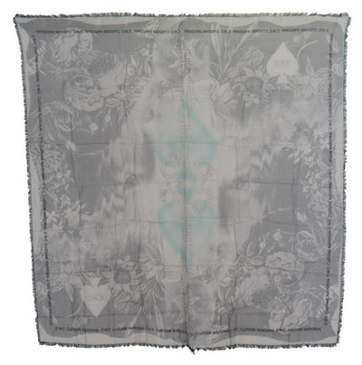 Costume National Grauer Print-Schal Foulard Fransenschal