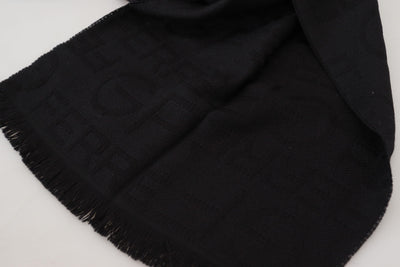 GF Ferre Schwarzer Wolle Hals Wrap Schal Fransen Schal