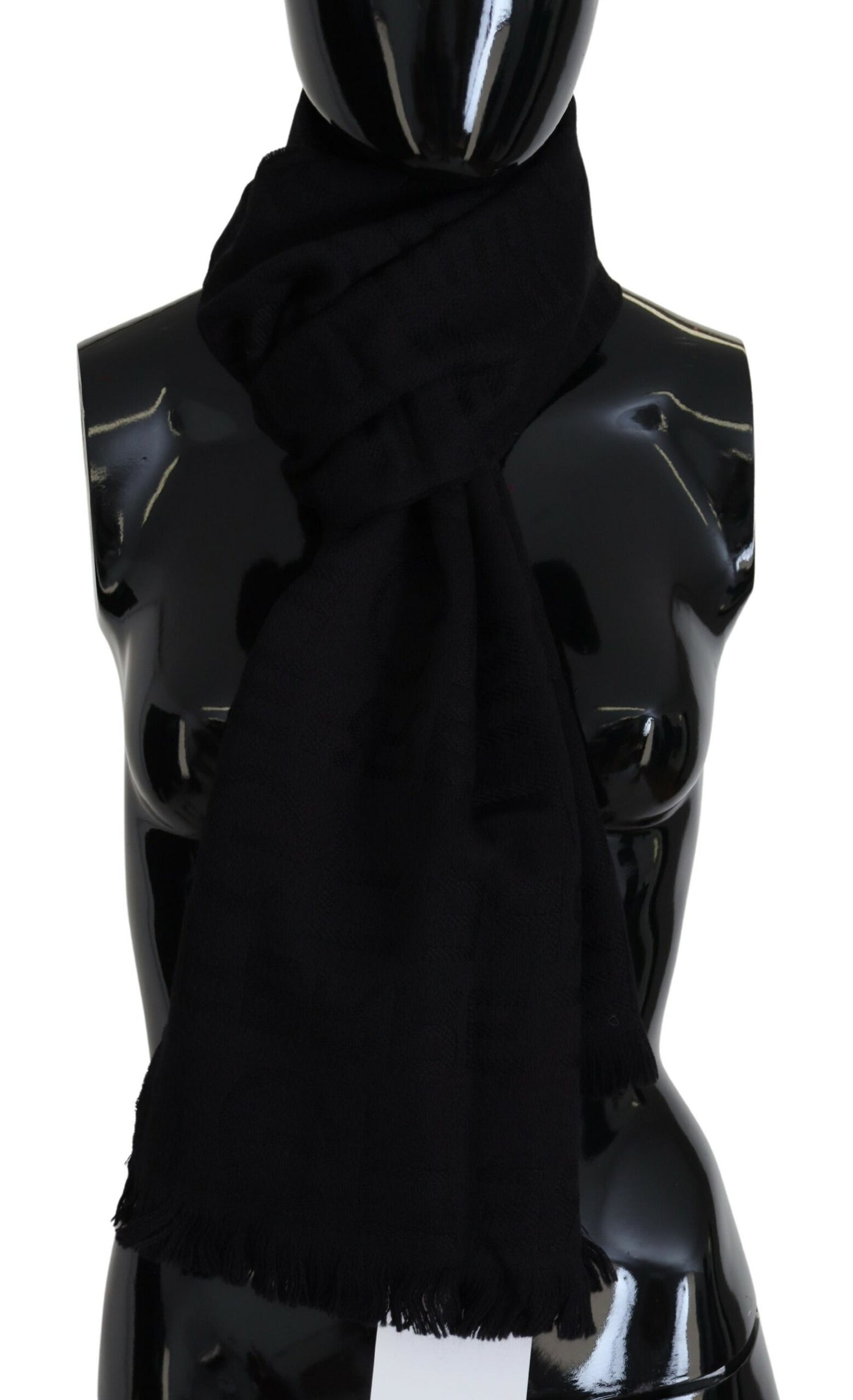GF Ferre Schwarzer Wolle Hals Wrap Schal Fransen Schal