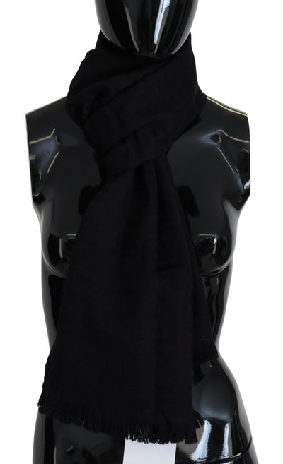 GF Ferre Schwarzer Wolle Hals Wrap Schal Fransen Schal